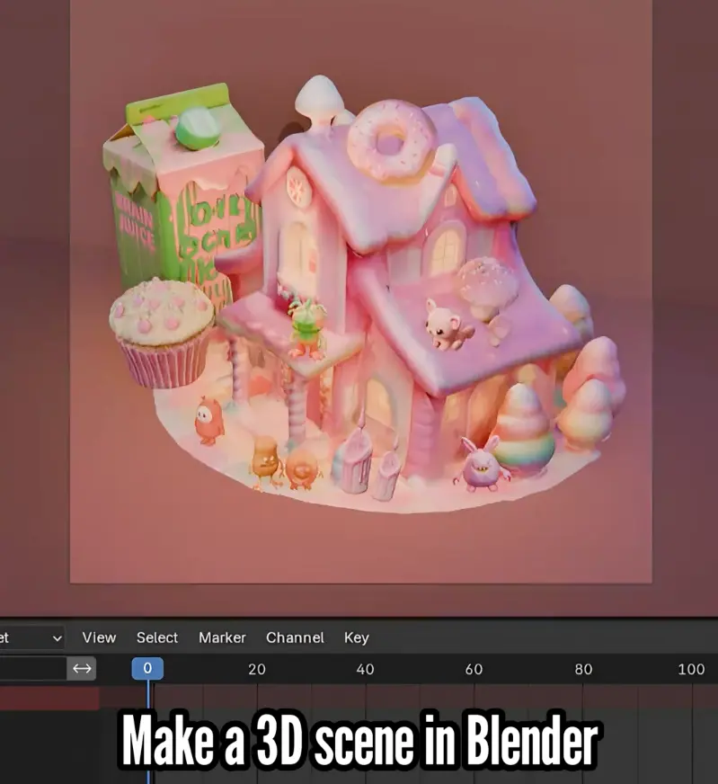 Make a 3D scene in Blender 