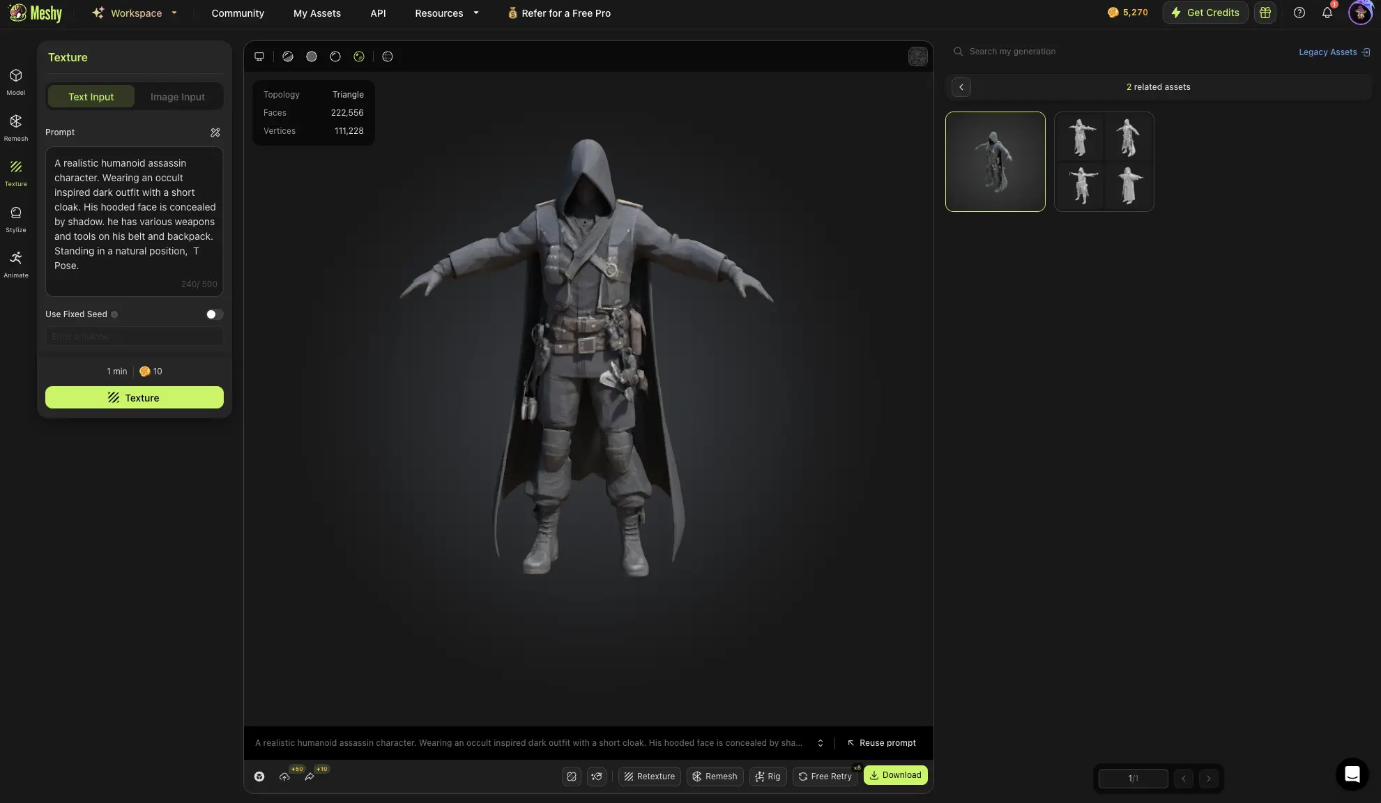 3D character creation for animation production in Meshy AI
