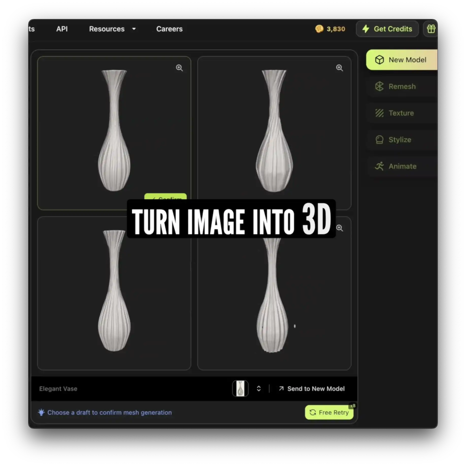 turning the image into 3D model