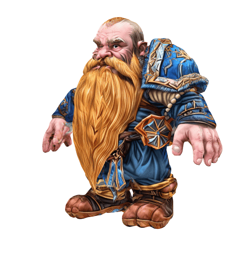 a high detailed t-posed dwarf character from world of warcraft, generated by meshy text-to-3d