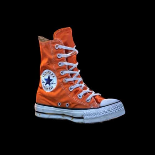 Knee high converse all star shoes, orange coloring