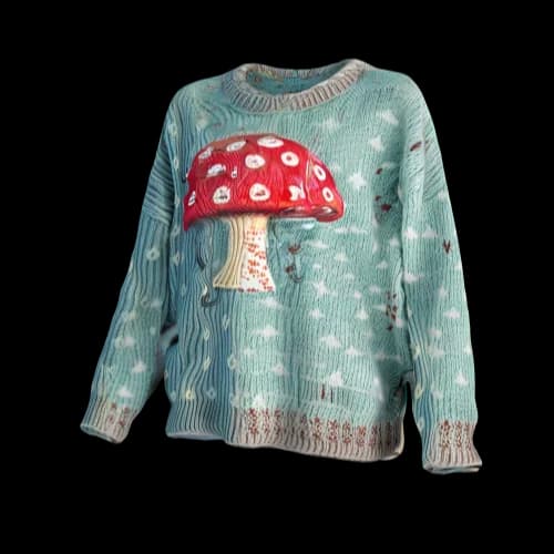 Cozy sweater with stylish mushroom pattern